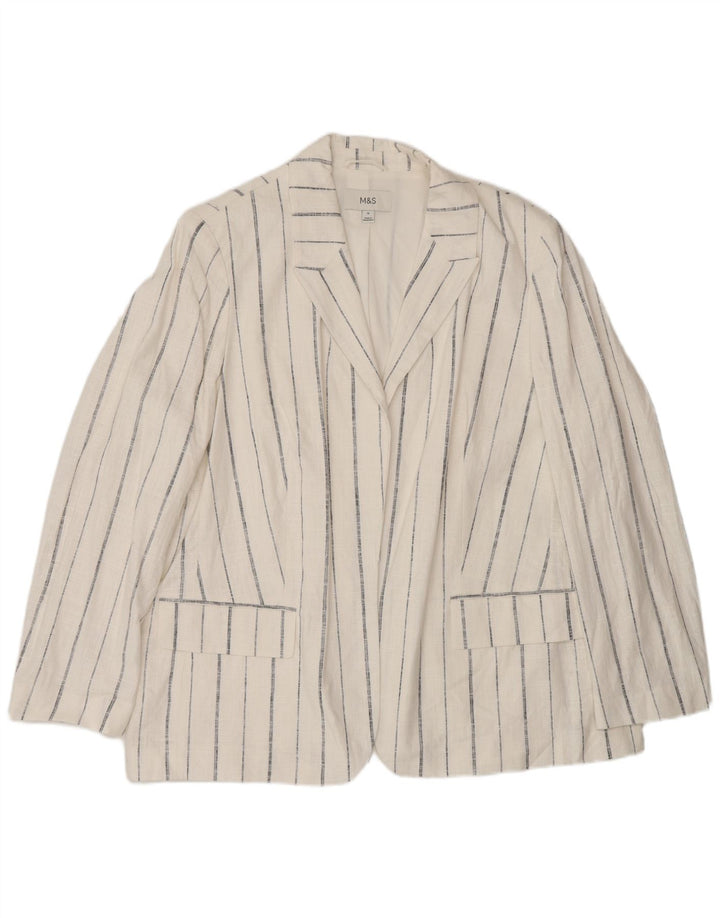 Marks & Spencer Damen-Blazer, übergroß, offen, Gr. 18, XL, weiß gestreift