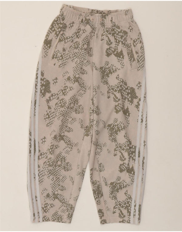 ADIDAS Damen Trainingshose UK 4/6 XS Beige Camouflage Baumwolle