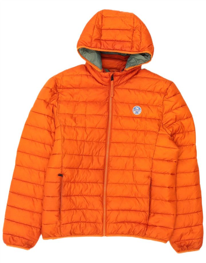 North Sails Herren-Kapuzenjacke, gepolstert, UK 40, Größe L, Orange, Polyester