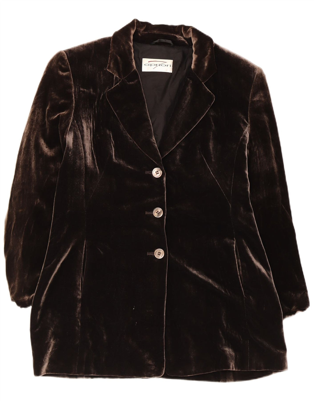 APRIORI Damen-Blazerjacke mit 3 Knöpfen, UK 14, große braune Seide