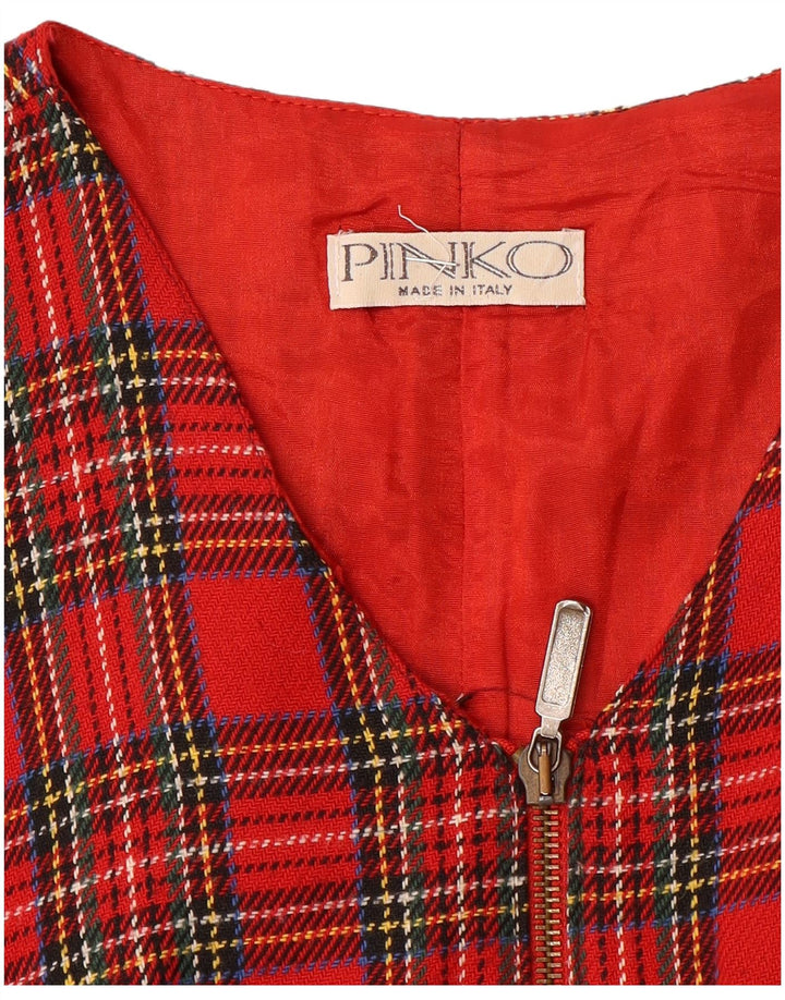 Pinko Damen ärmelloses A-Linien-Kleid UK 12 Mittelrot kariert