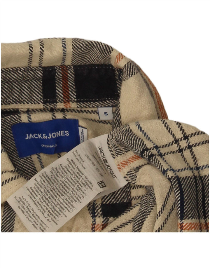 Jack & Jones Herren-Flanellhemd mit normaler Passform, klein, beige, kariert, Baumwolle