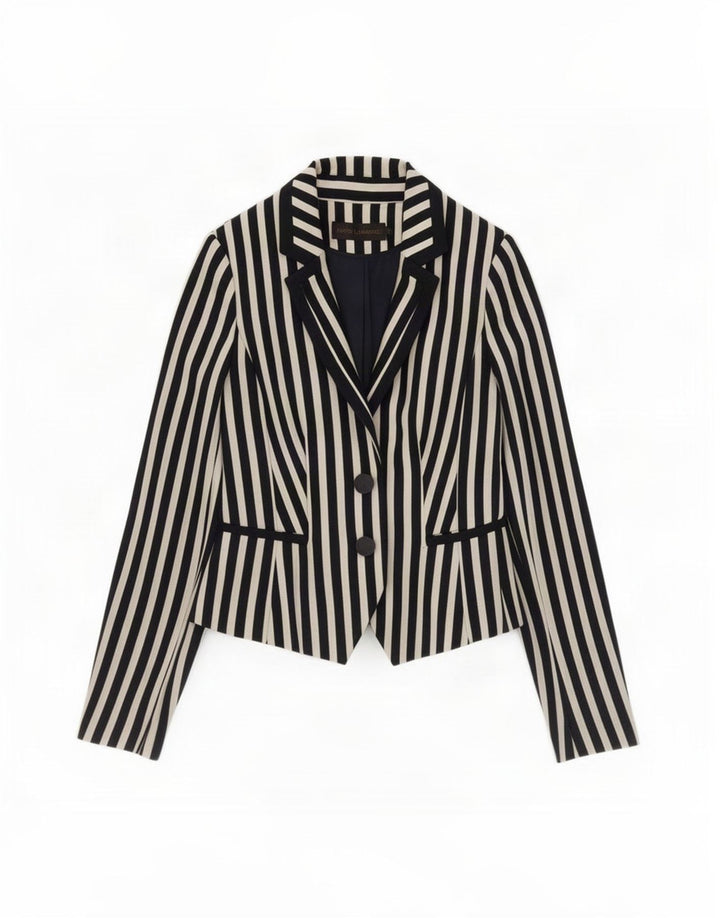 David Lawrence Damen Crop Blazer Jacke US 6 Mittel Marineblau gestreift
