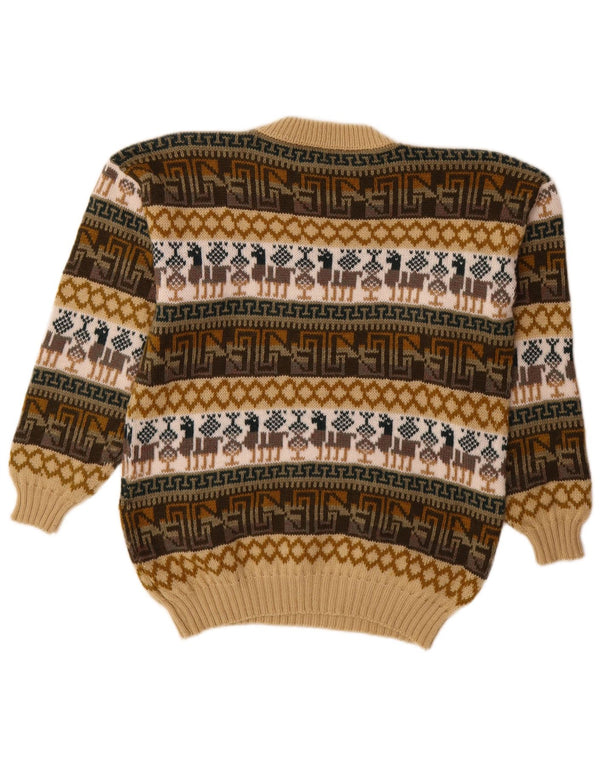 Vintage Herren-Pullover mit Rundhalsausschnitt, mittelgroß, mehrfarbig, Fair Isle