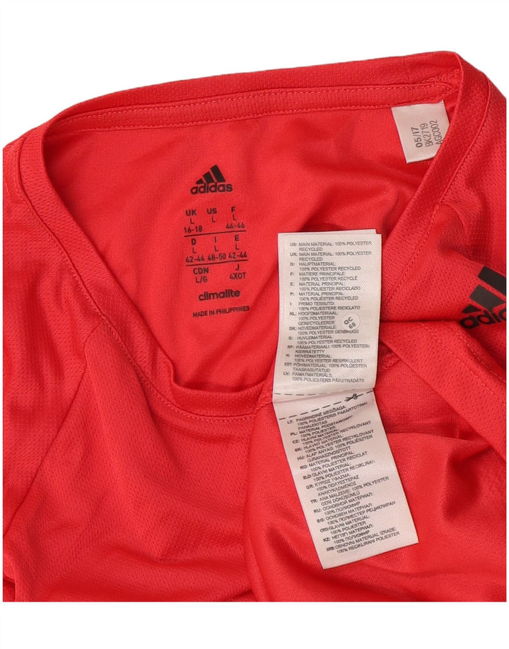 Adidas Damen Climalite Top Langarm UK 16/18 Large Rot Polyester