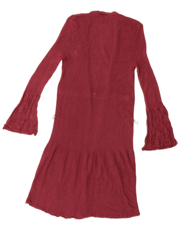 Missoni Damen Longline Open Cardigan Pullover UK 10 Small Burgunderrote Wolle