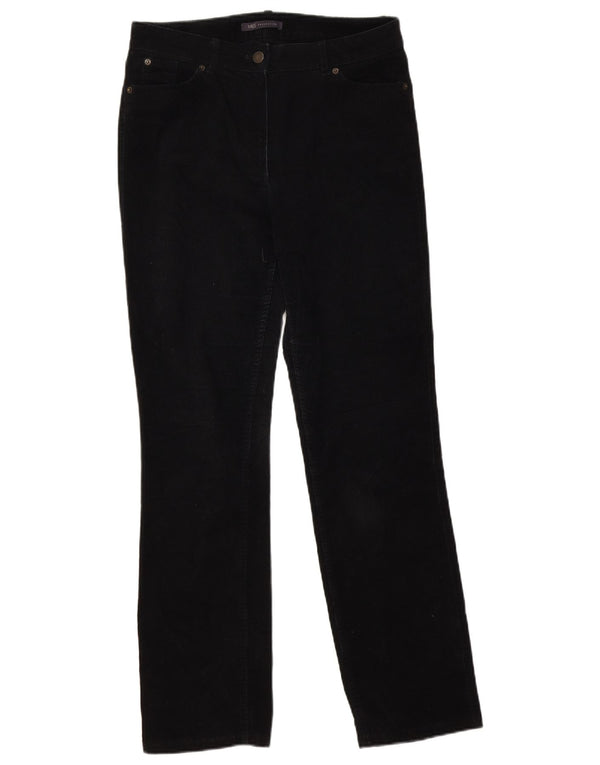 Marks & Spencer Damen Gerade Cordhose UK 10 Small W30 L29 Schwarz