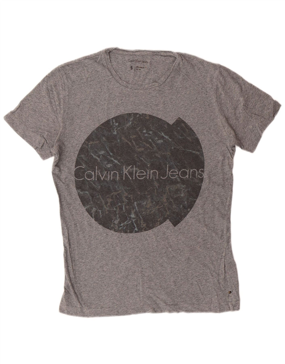 Calvin Klein Jeans Herren-T-Shirt mit Grafik, Größe S, graue Baumwolle