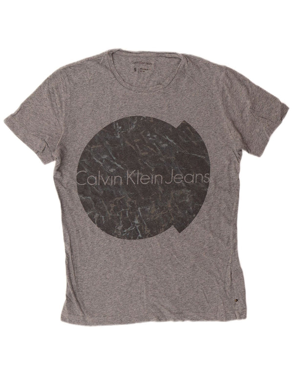 Calvin Klein Jeans Herren-T-Shirt mit Grafik, Größe S, graue Baumwolle