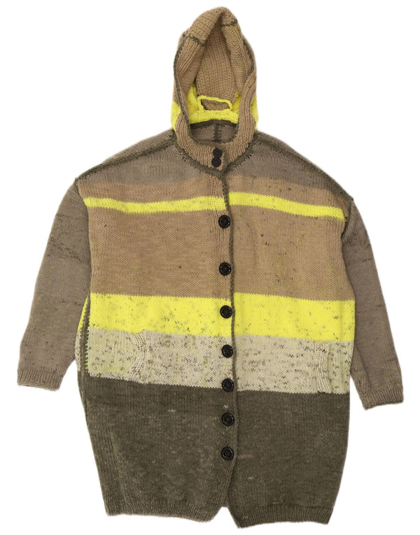 Vintage Damen Oversized Longline Cardigan Pullover UK 20 2XL Mehrfarbig