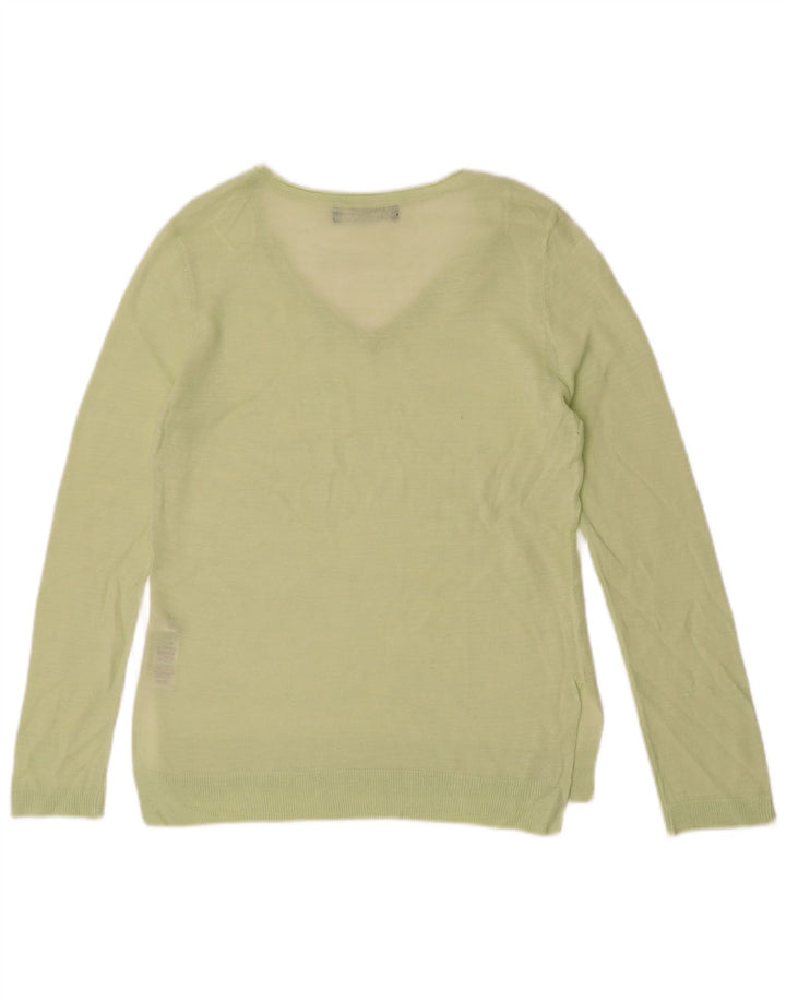 Marks & Spencer Damen Durchsichtiger Pullover mit V-Ausschnitt, Gr. 8, Grün