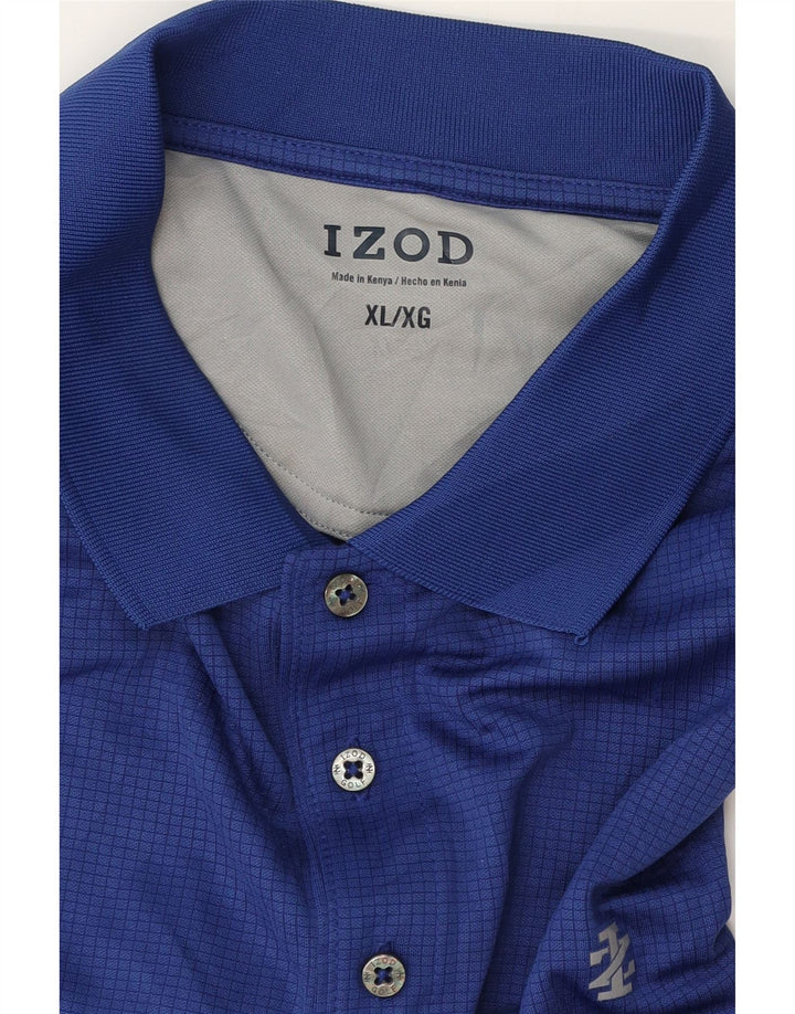 Izod Herren-Poloshirt XL, blaues Gingham-Polyester