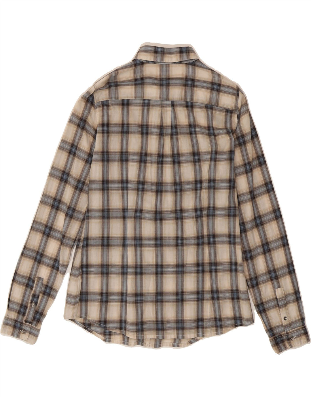GAS Womens Flannel Shirt UK 14 Medium Beige Check Cotton Vintage Gas and Second-Hand Gas from Messina Hembry 