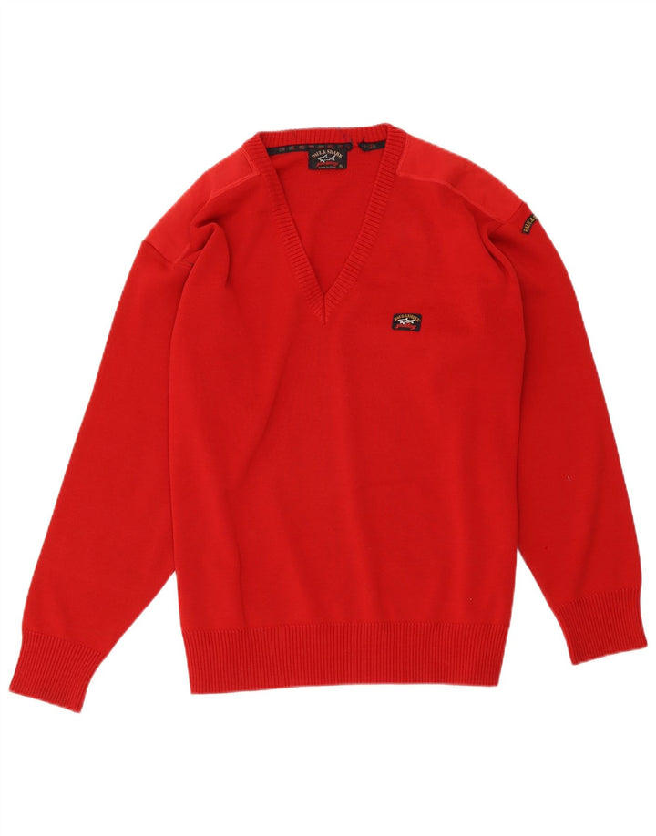 Paul & Shark Herren-Pullover mit V-Ausschnitt, XL, rote Wolle