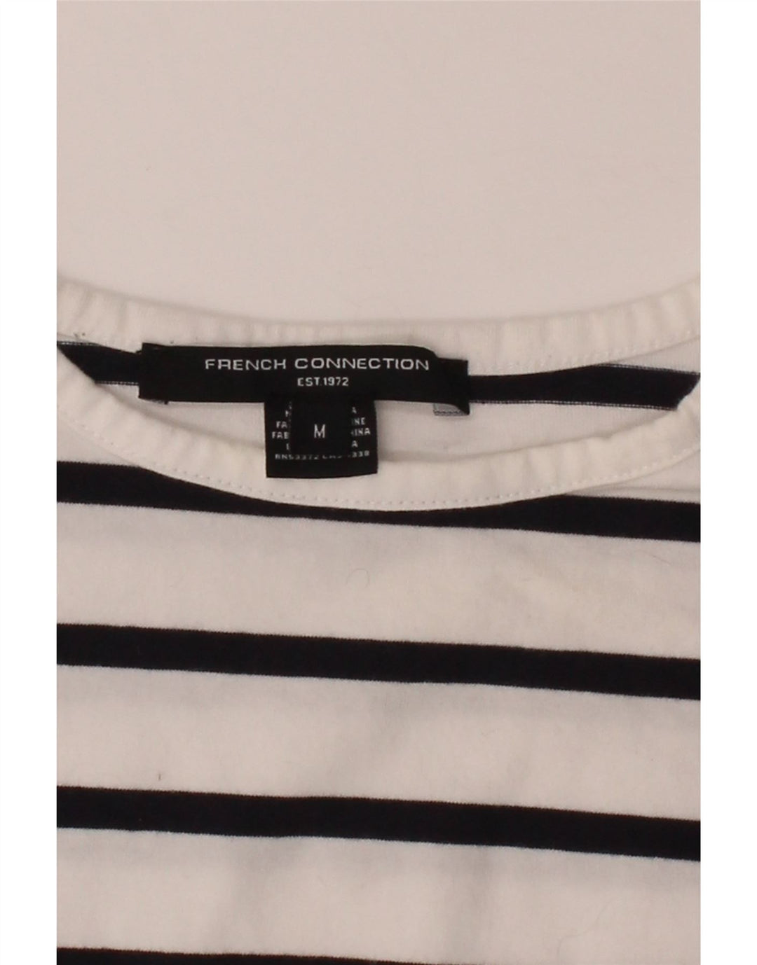 FRENCH CONNECTION Womens Crop Top Long Sleeve UK 14 Medium White Striped Vintage French Connection and Second-Hand French Connection from Messina Hembry 
