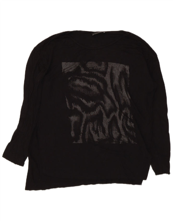Zara Damen-Oberteil mit abstraktem Muster, langärmlig, Gr. 46, Schwarz