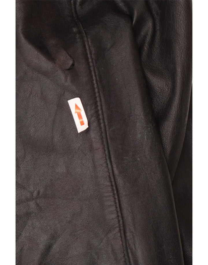 Kiros Damen-Übergroßer Ledermantel mit Kapuze IT 48 XL Schwarz