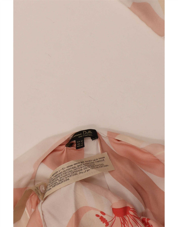 Massimo Dutti Damen Wickelbluse EU 42 Große weiße Viskose mit Blumenmuster