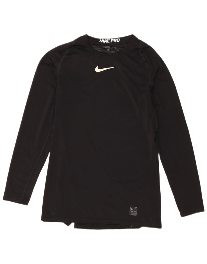 Nike Damen Dri Fit Top Langarm UK 14 Large Schwarz Polyester