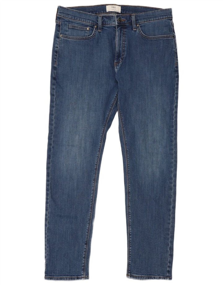 Marks & Spencer Herren Slim Jeans W34 L31 Blaue Baumwolle