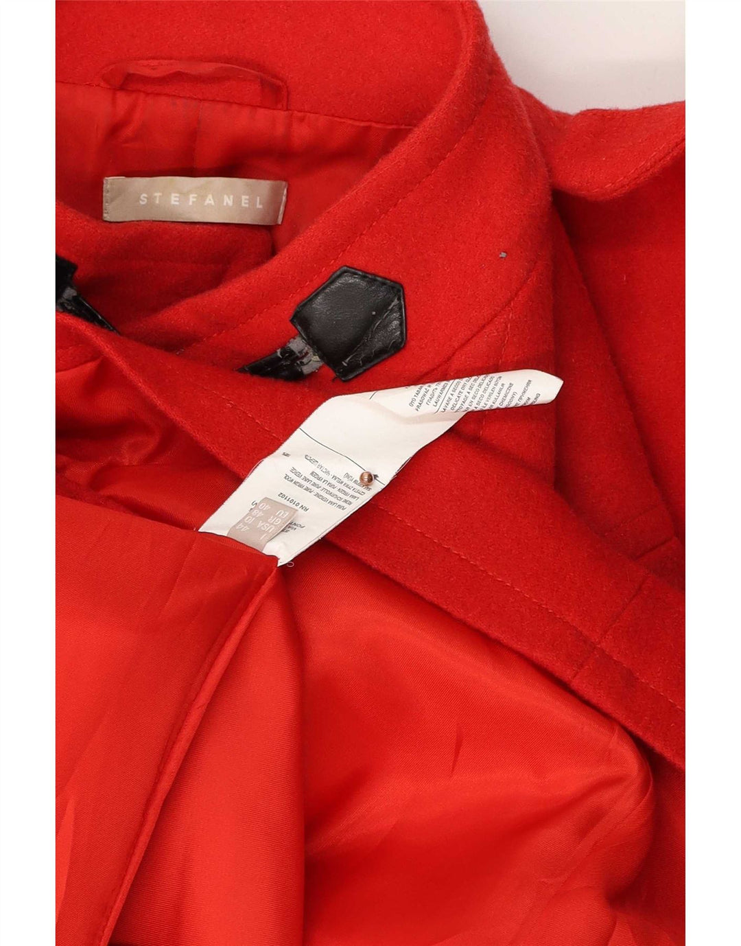 Stefanel Damen-Dufflecoat mit Kapuze IT 48 XL, rote Schurwolle