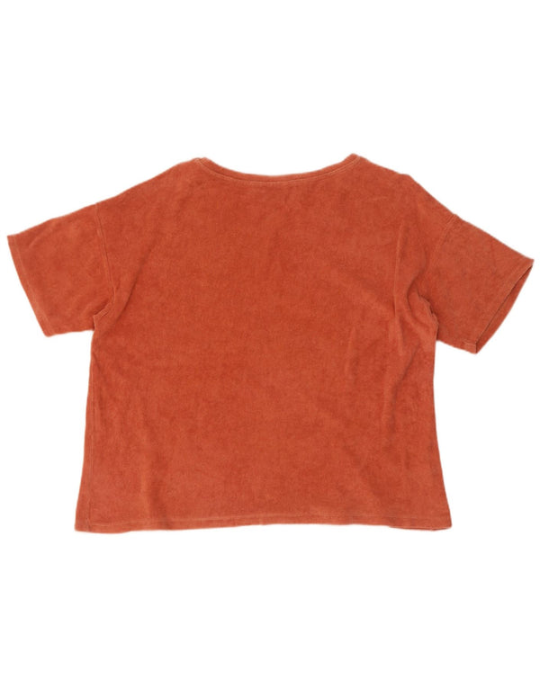 Zara Damen Samt T-Shirt Top UK 14 Medium Orange