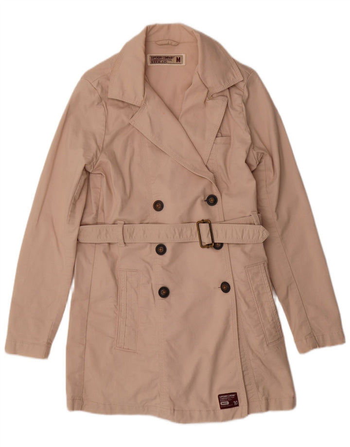 Superdry Damen Trenchcoat UK 14 Mittelbeige Baumwolle