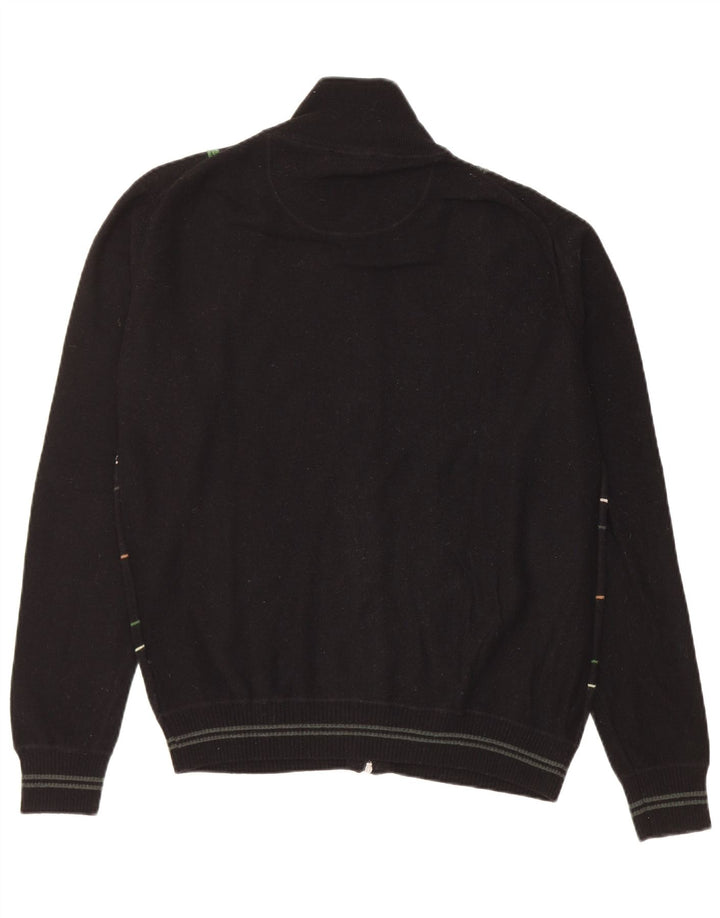 Ocean Star Herren-Strickjacke aus mittelschwarzer, gestreifter Wolle