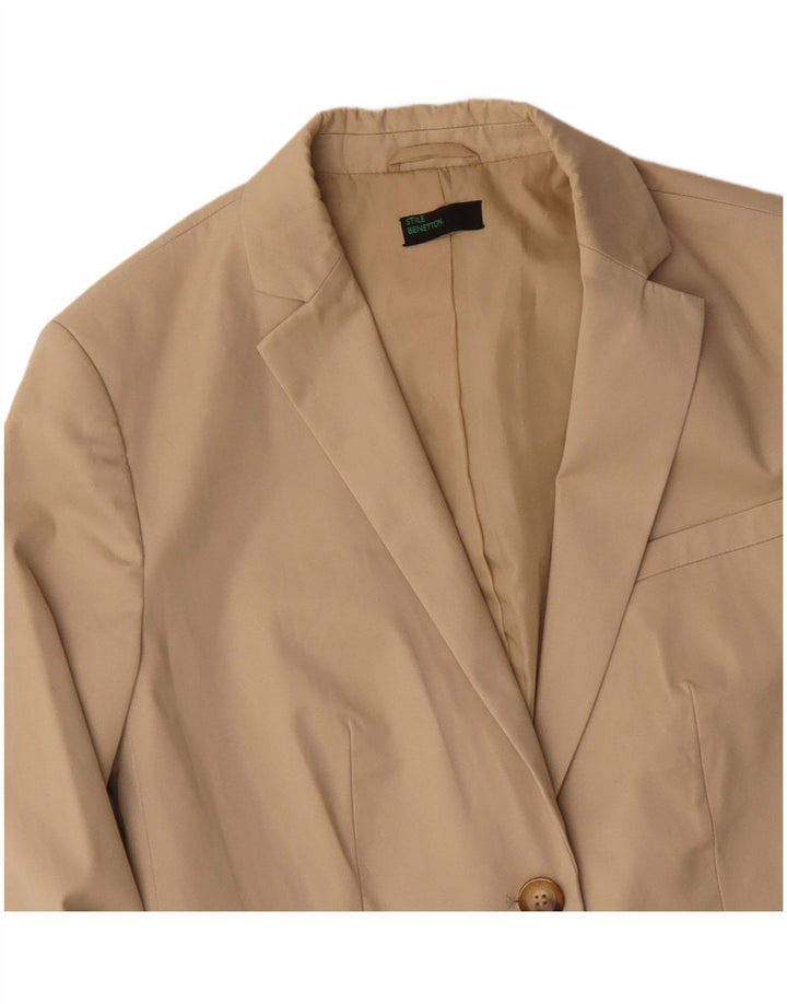 BENETTON Damen-Blazer mit 2 Knöpfen, IT 42, mittelbeige Baumwolle
