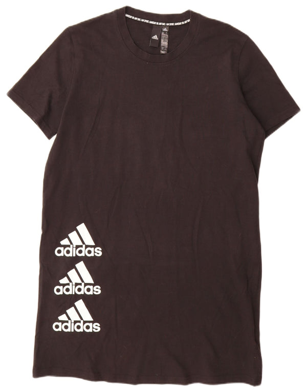 Adidas Damen Graphic T-Shirt Kleid UK 12/14 Medium Schwarz