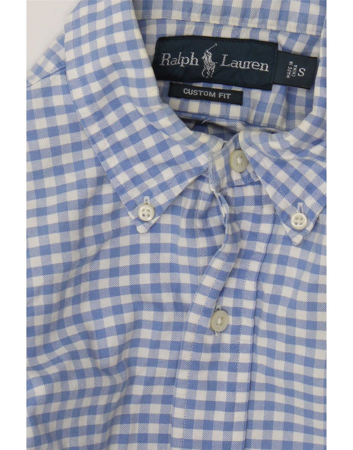 Ralph Lauren Herren-Hemd mit individueller Passform, kleine blaue Gingham-Baumwolle