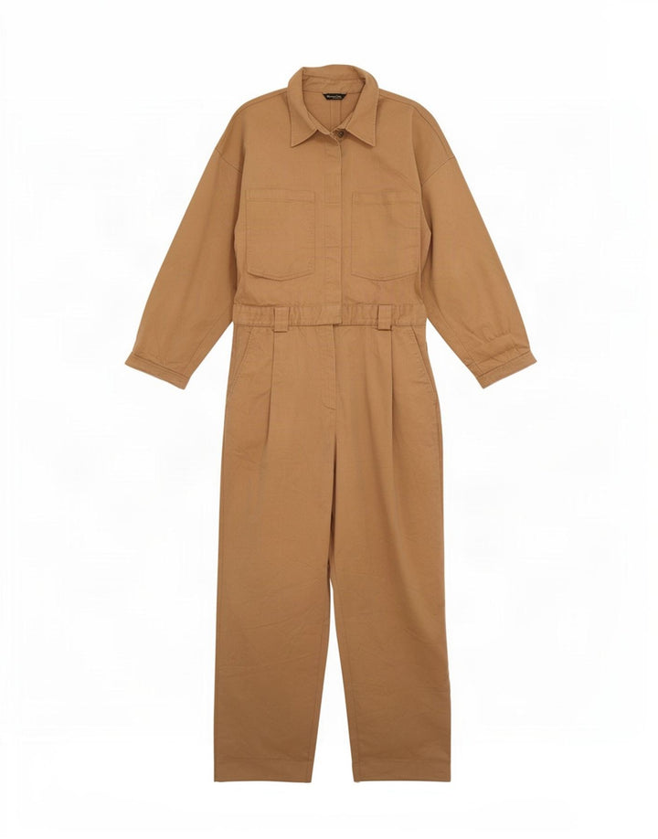 Massimo Dutti Damen Overall UK 12 Mittelbeige Baumwolle