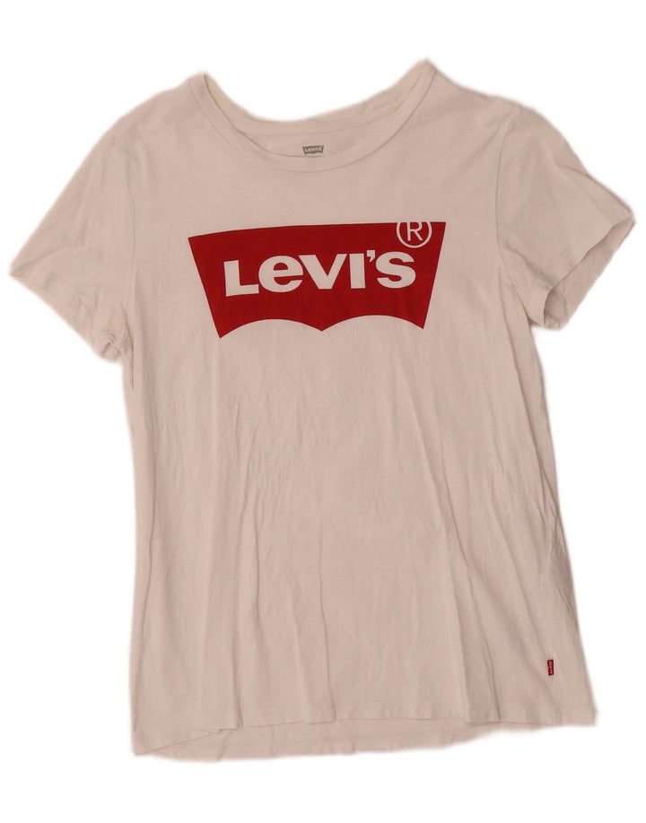 Levi's Damen-T-Shirt mit Grafik, UK 12, mittelweiße Baumwolle