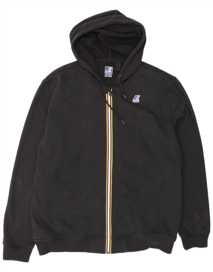 K-Way Herren-Kapuzenpullover mit Reißverschluss, 2XL, schwarzes Polyester