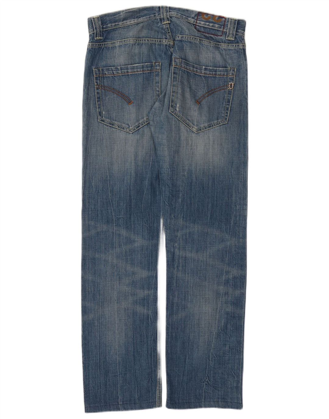 Dondup Damen Distressed Straight Jeans W32 L30 Blaue Baumwolle