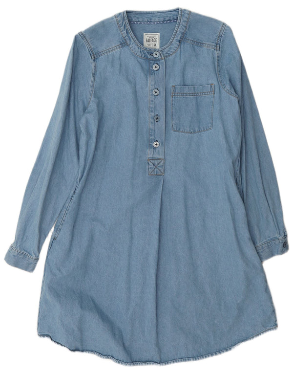 Fat Face Damen-Jeanskleid mit langen Ärmeln, Größe S, Blau, Baumwolle