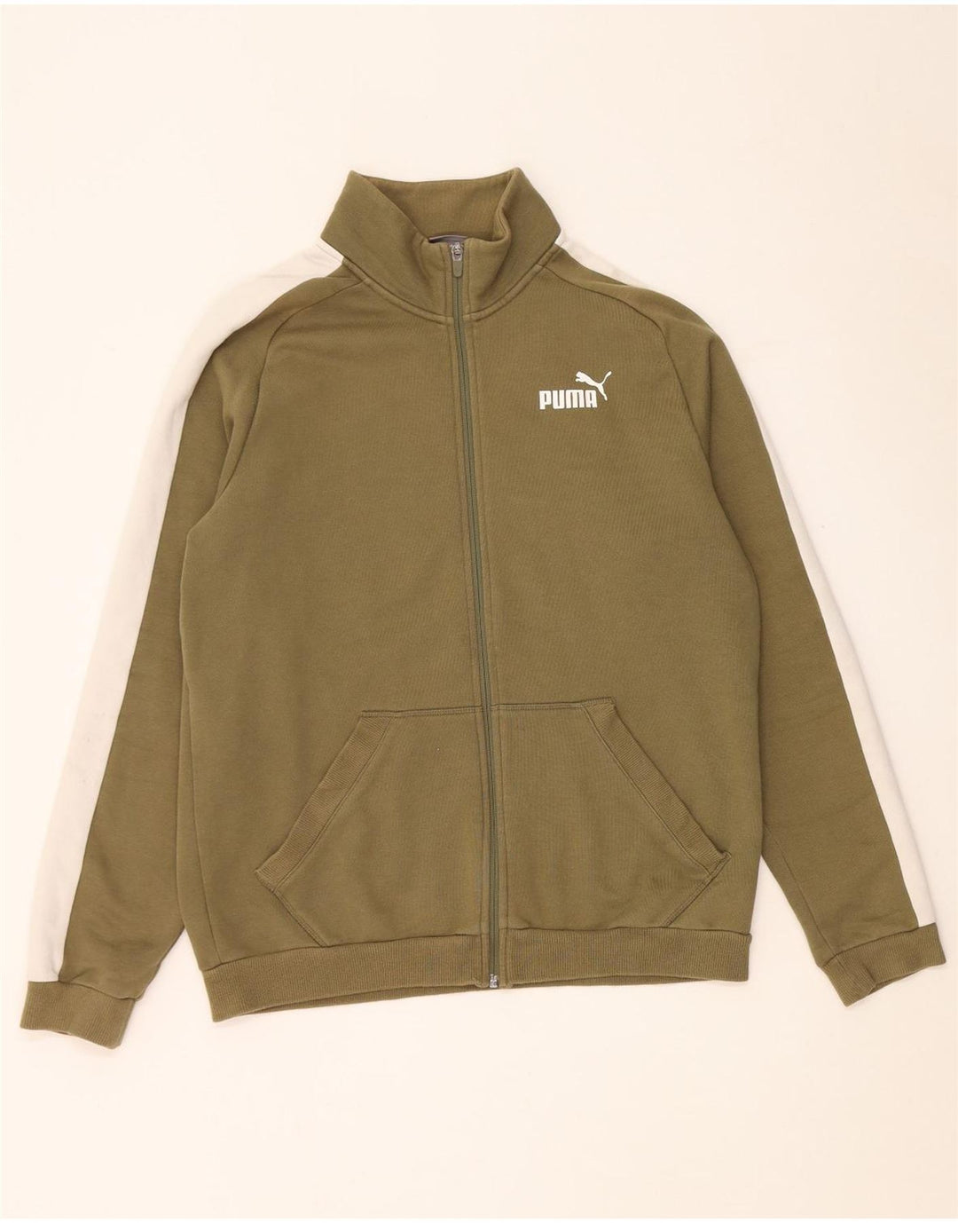 Kompletter Herren-Trainingsanzug von Puma, Mittel-Khaki, Colourblock-Baumwolle