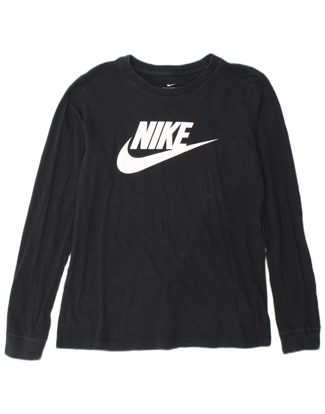 Nike Womens Graphic Top Langarm UK 10 Small Schwarz Baumwolle