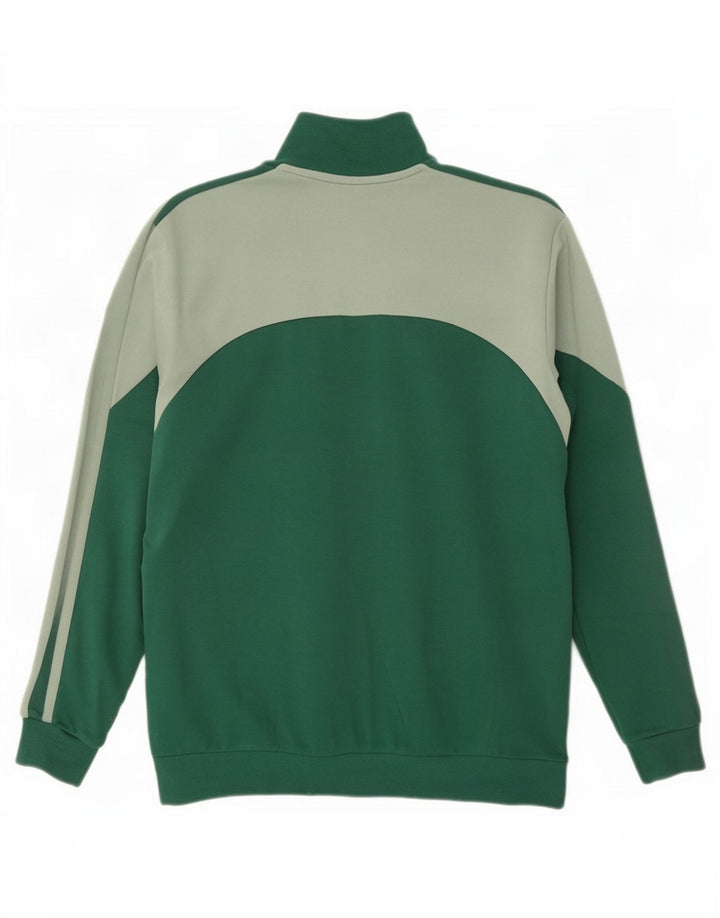 Adidas Herren-Trainingsanzug-Top-Jacke aus mittelgrüner Colourblock-Baumwolle