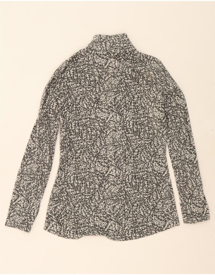 EDDIE BAUER Womens Abstract Pattern Fleece Jumper UK 10 Small White Vintage Eddie Bauer and Second-Hand Eddie Bauer from Messina Hembry 