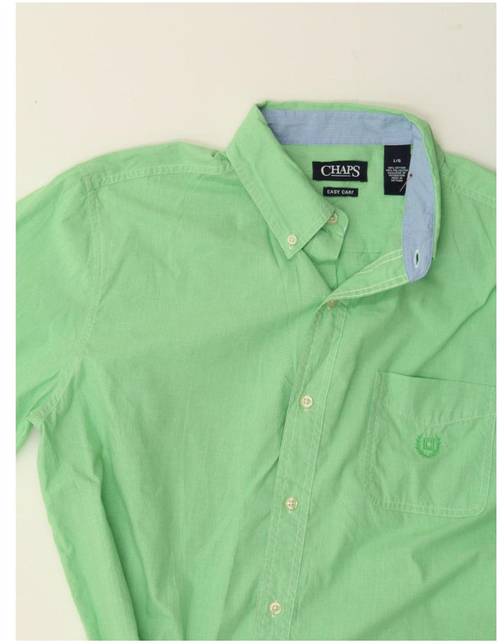 CHAPS Mens Short Sleeve Shirt Large Green Cotton Vintage Chaps and Second-Hand Chaps from Messina Hembry 