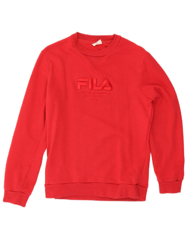 Fila Damen Grafik-Sweatshirt-Pullover UK 10 Small Rote Baumwolle