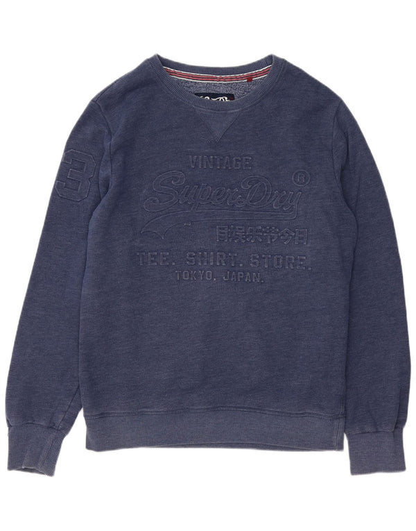Superdry Herren Grafik-Sweatshirt-Pullover XL aus blau gefleckter Baumwolle