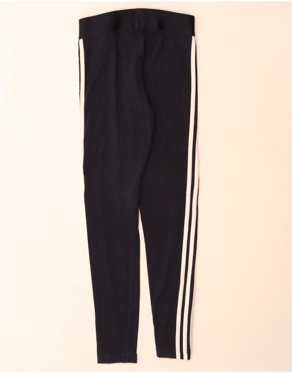Adidas Damen Leggings UK 8/10 Small Marineblau Baumwolle