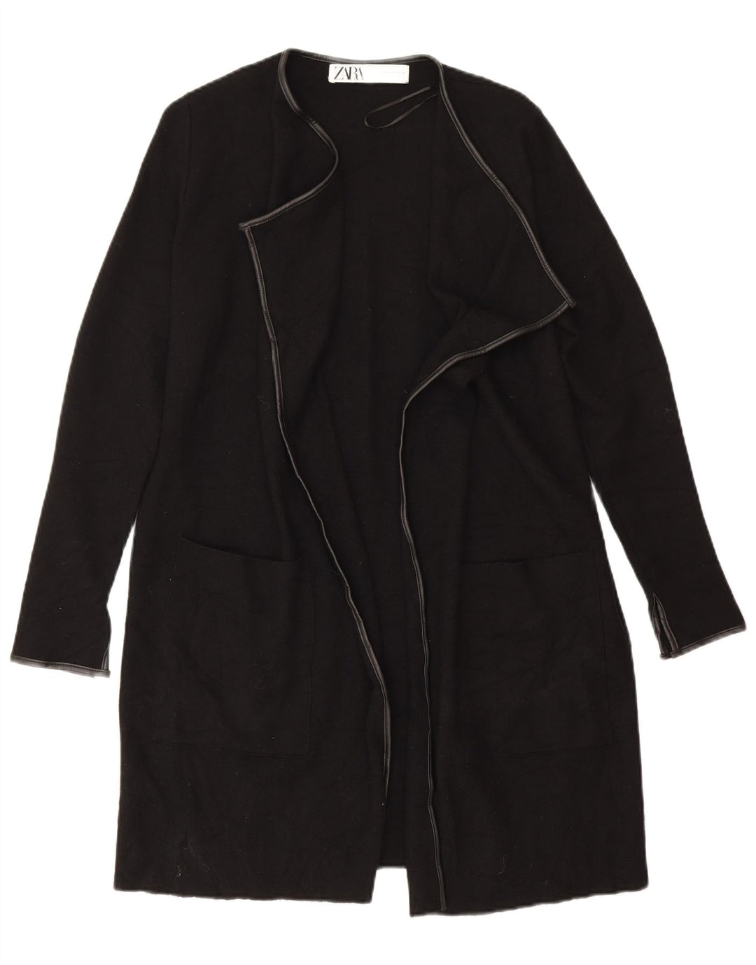 Zara Womens Open Overcoat UK 12 Mittelschwarze Viskose