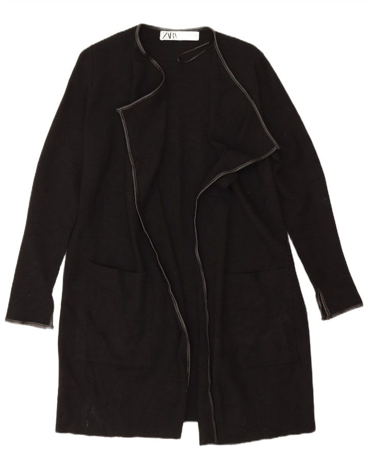 Zara Womens Open Overcoat UK 12 Mittelschwarze Viskose
