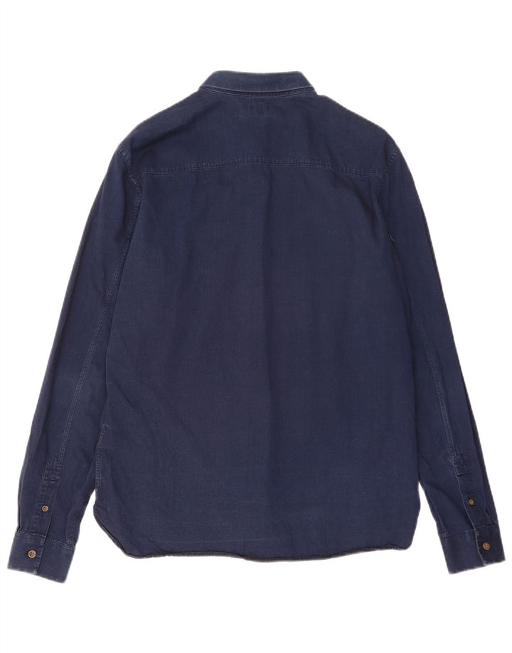 All Saints Herrenhemd aus mittelblauer Baumwolle in Marineblau
