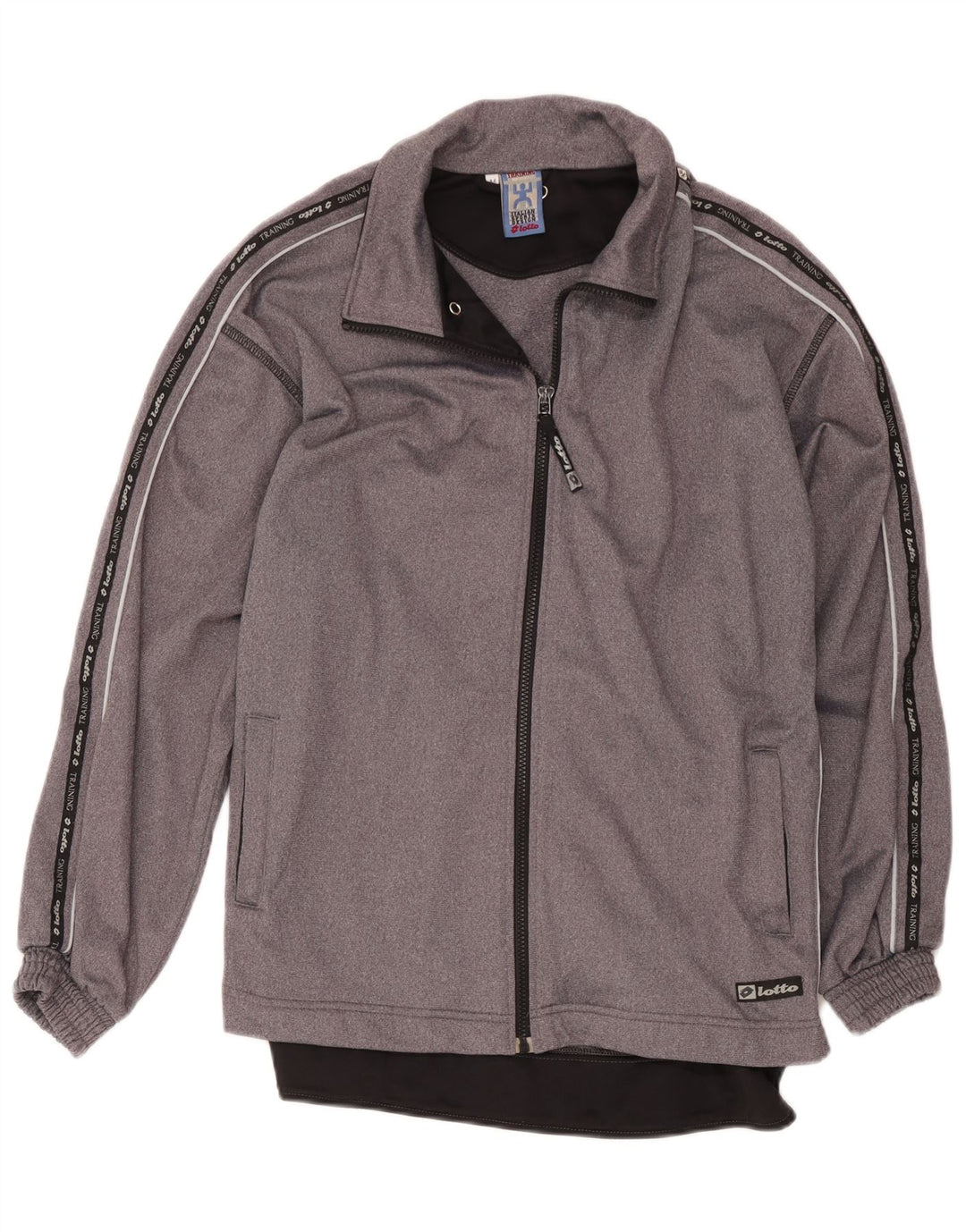 Lotto Herren Grafik-Trainingsanzug Oberteil Jacke Mittelgrau Colorblock Polyester