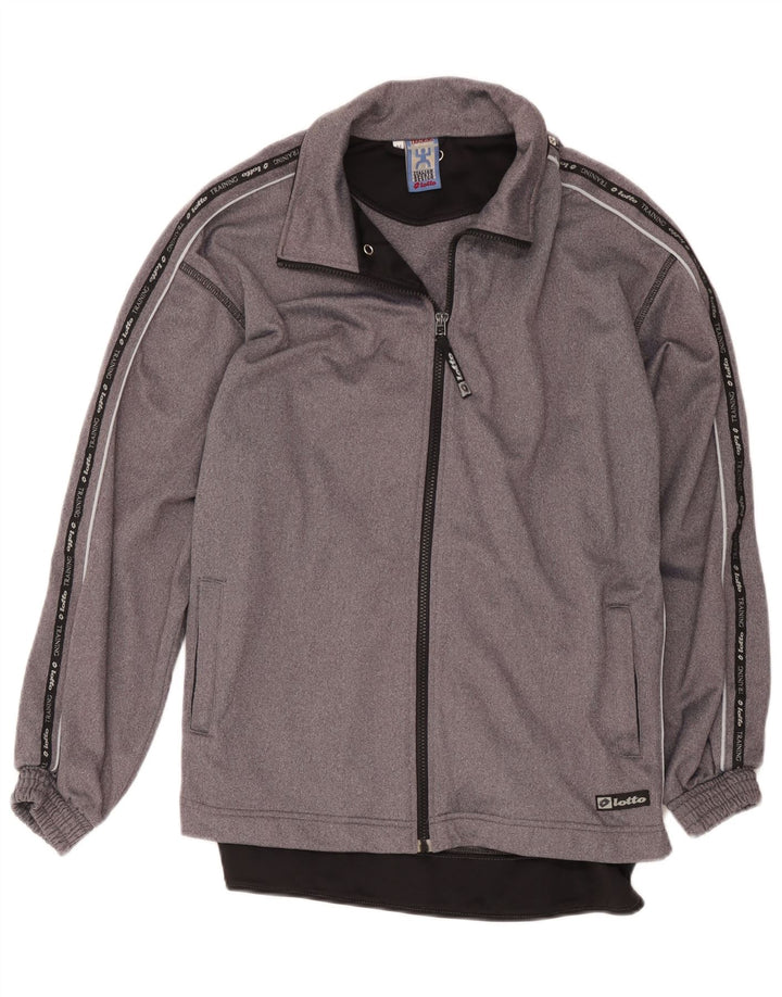 Lotto Herren Grafik-Trainingsanzug Oberteil Jacke Mittelgrau Colorblock Polyester