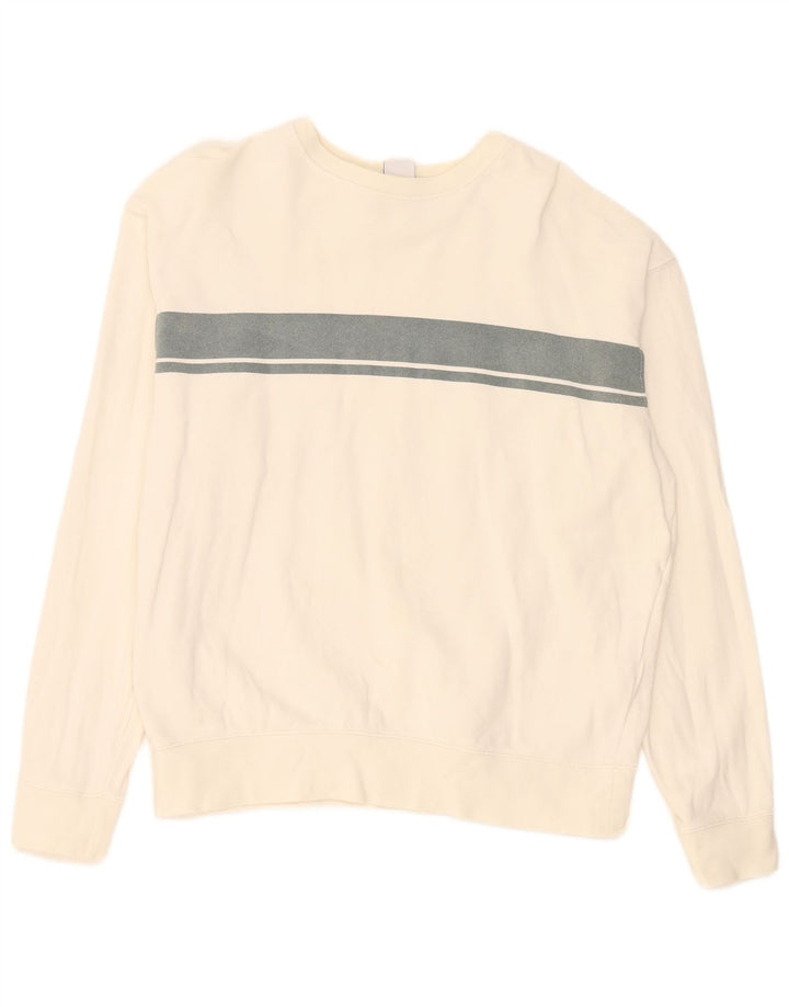 Zara Herren-Sweatshirt-Pullover, groß, cremefarbene Colourblock-Baumwolle